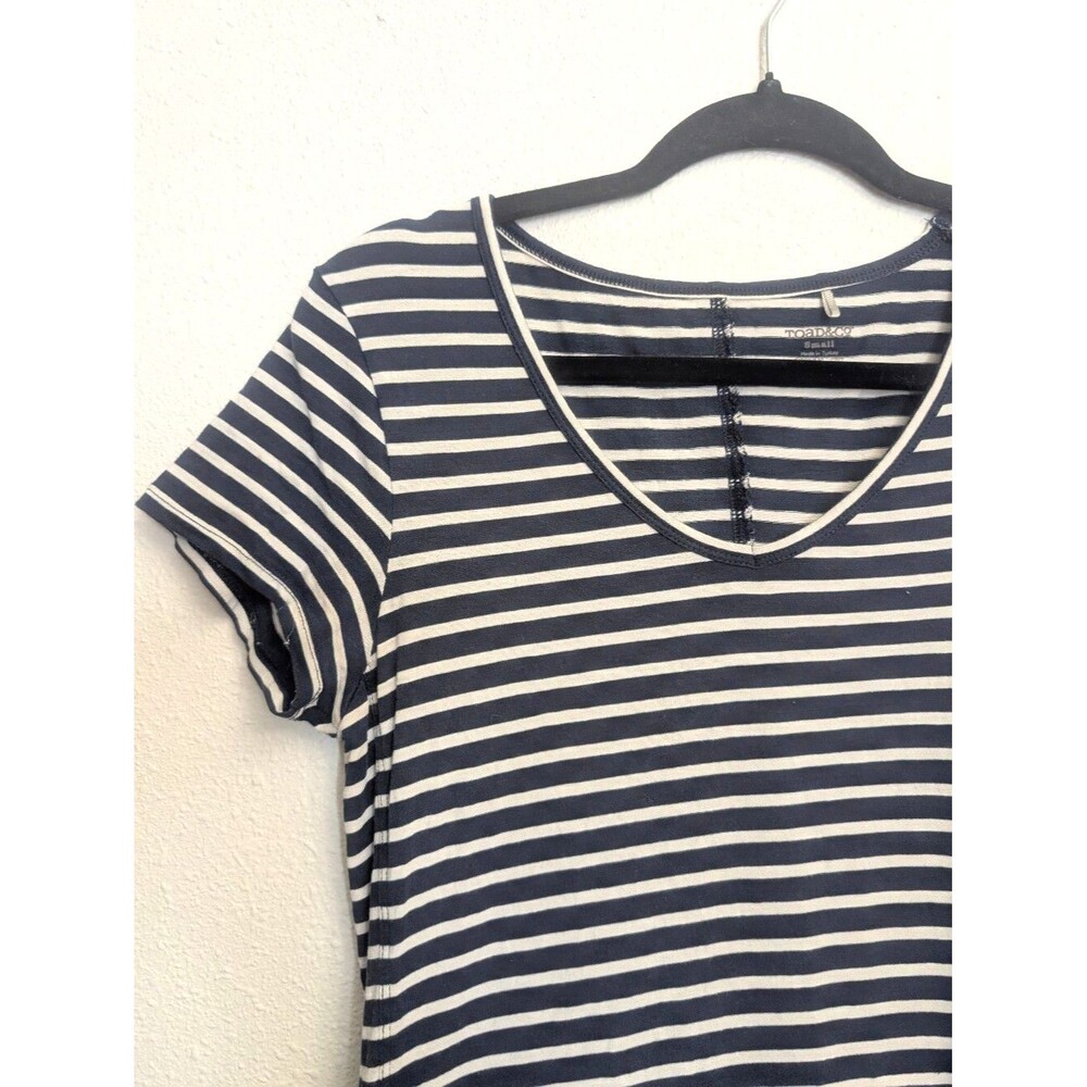 Toad & Co Marley Short Sleeve Dress Navy White Stripe Size Small - Picture 4 of 7